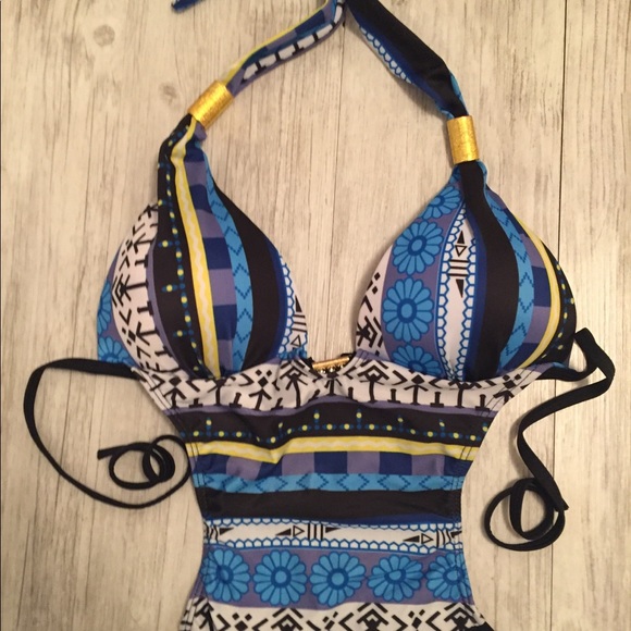 AS IS - Blue Multi-Print Monokini Swimsuit XS - Picture 3 of 8
